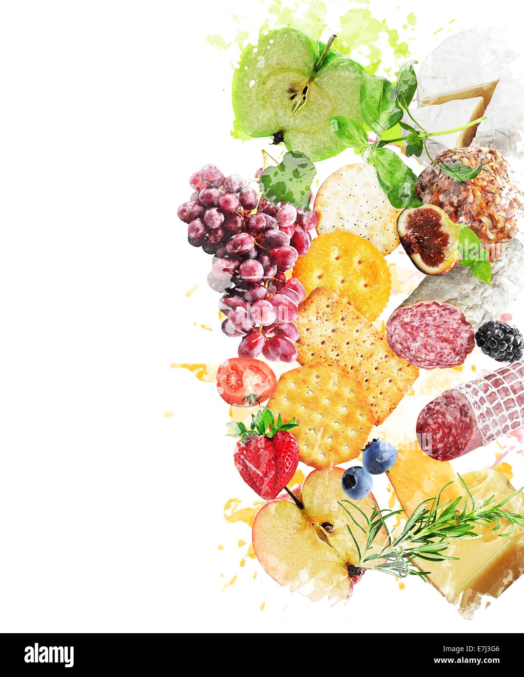 Watercolor Digital Painting Of Healthy Snacks Stock Photo Alamy