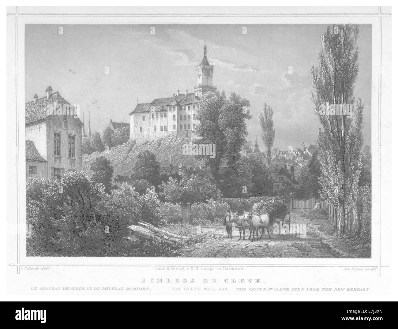 POPPEL(1852) p505 DAS SCHLOSS ZU CLEVE Stock Photo