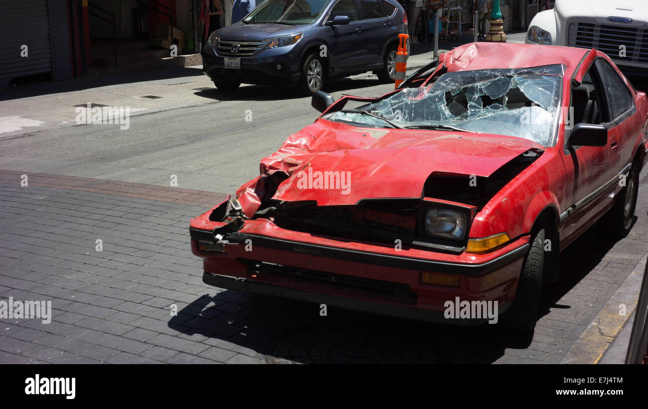 Crushed car Stock Photo Alamy