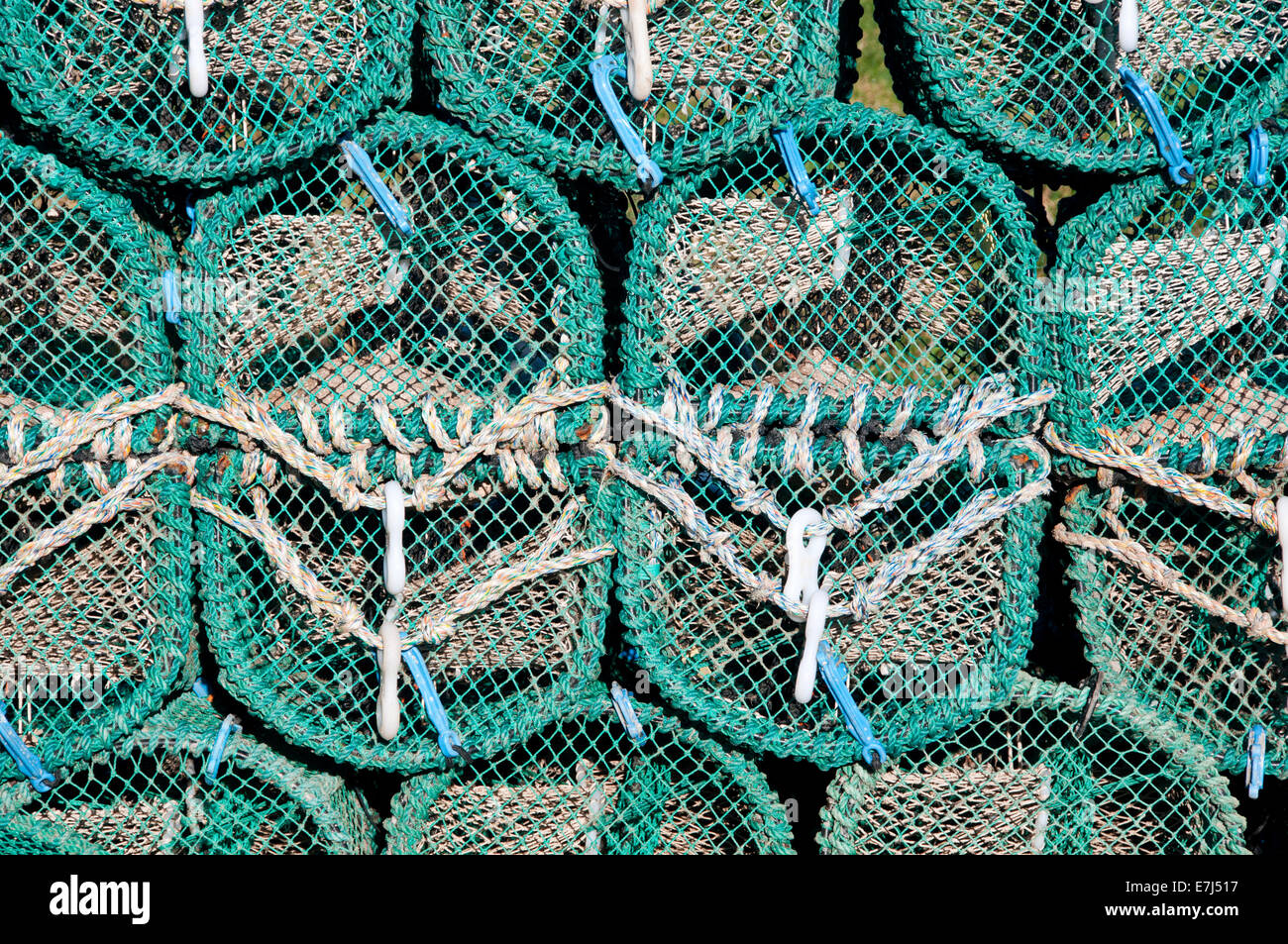 Lobster Pots on Lindisfarne or Holy Island, Northumberland, England, UK Stock Photo