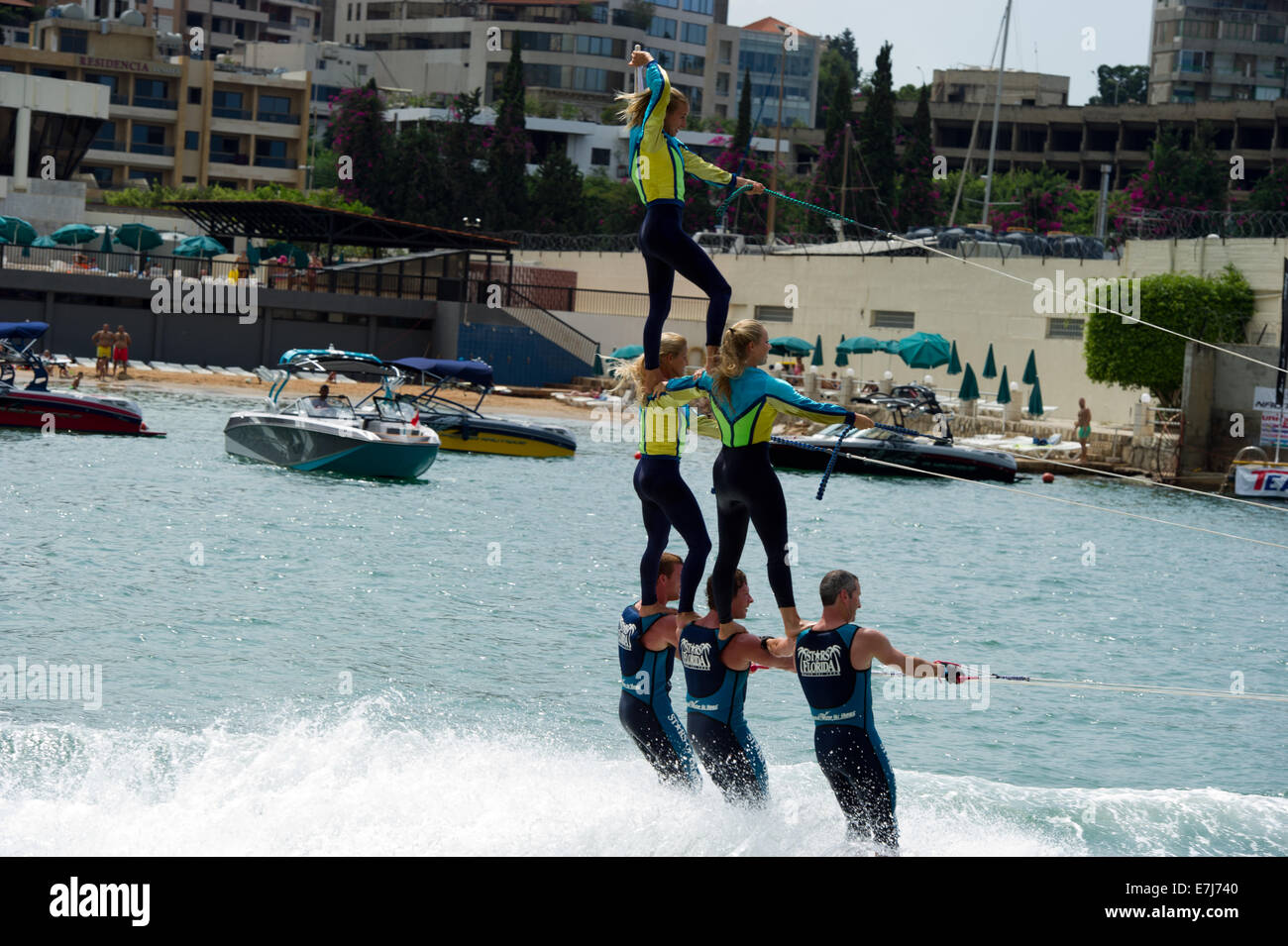 water ski show by Florida stars Beirut Lebanon Stock Photo Alamy