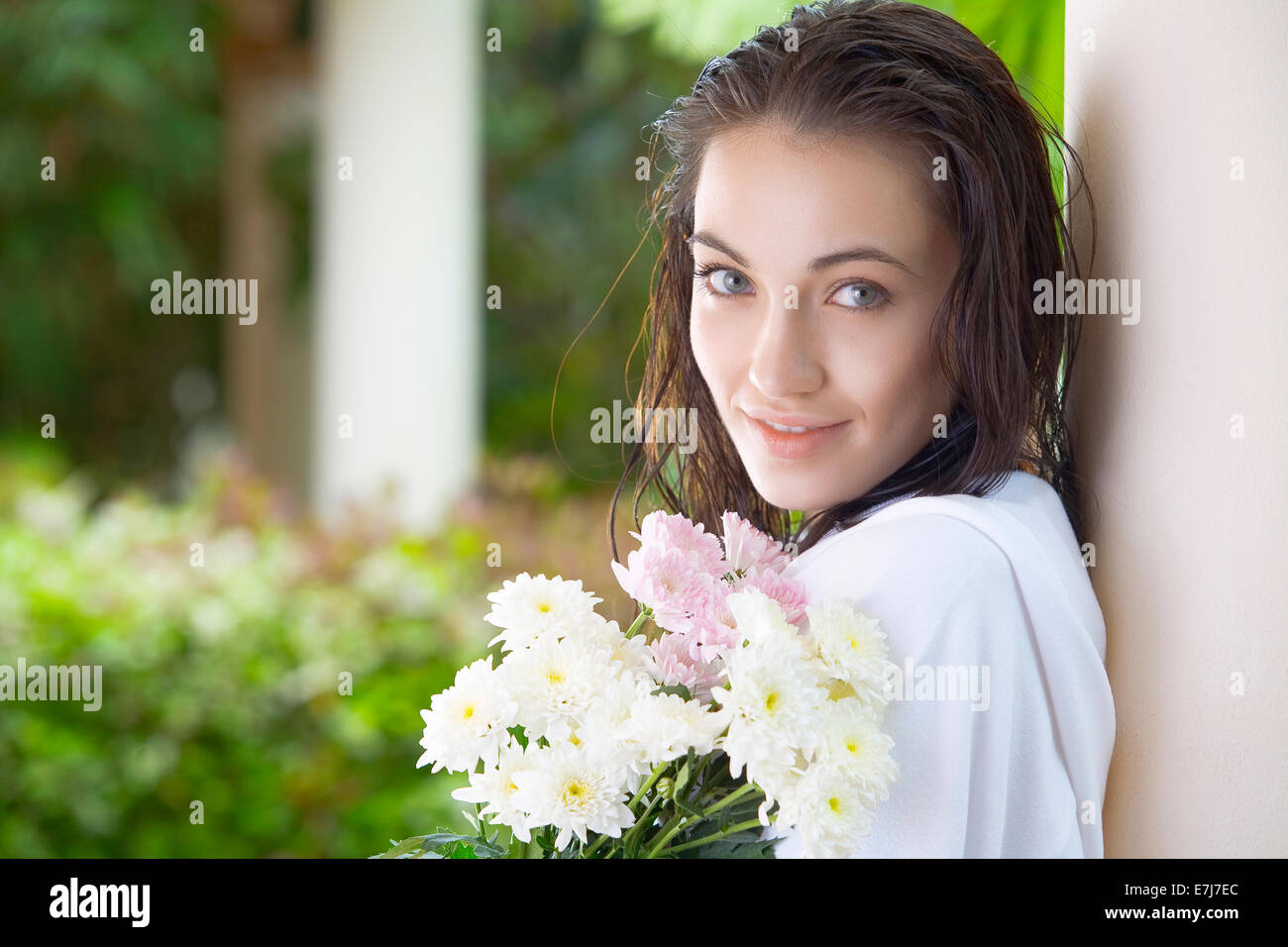 Portrait of little girl having good time in summer environment Stock ...