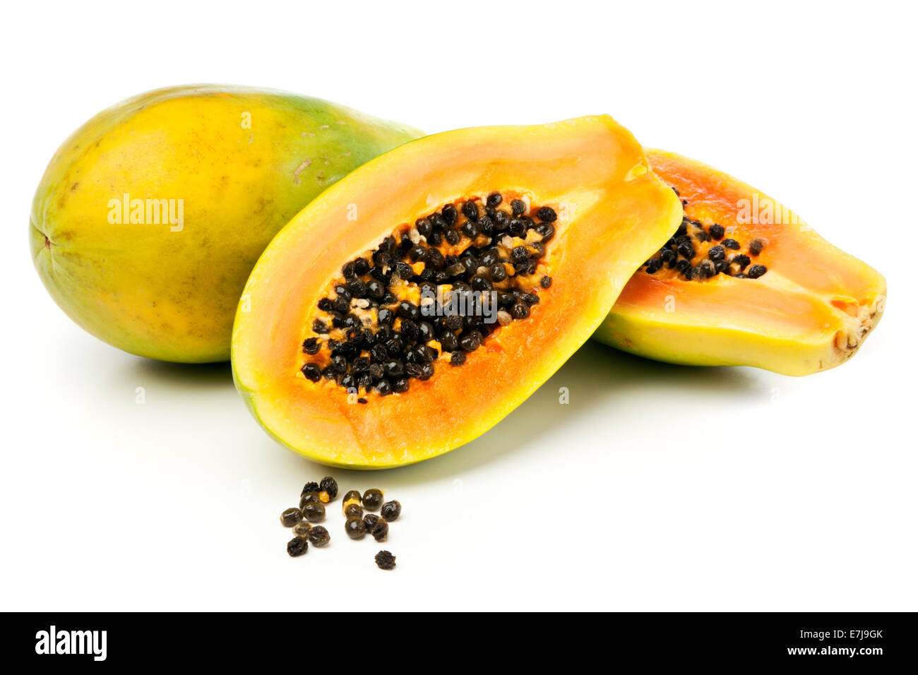 Papaya fruits on white background Stock Photo