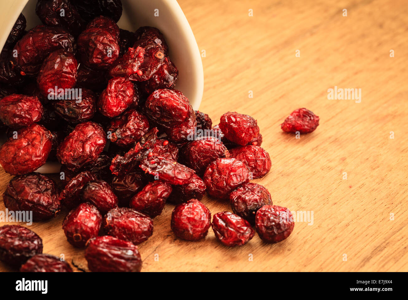 Healthy high fiber foods, organic nutrition. Close up dried cranberries