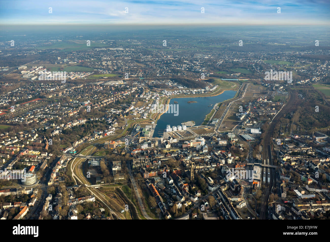 Aerial view, Phoenix-See Lake, Dortmund, Ruhr Area, North Rhine-Westphalia, Germany Stock Photo