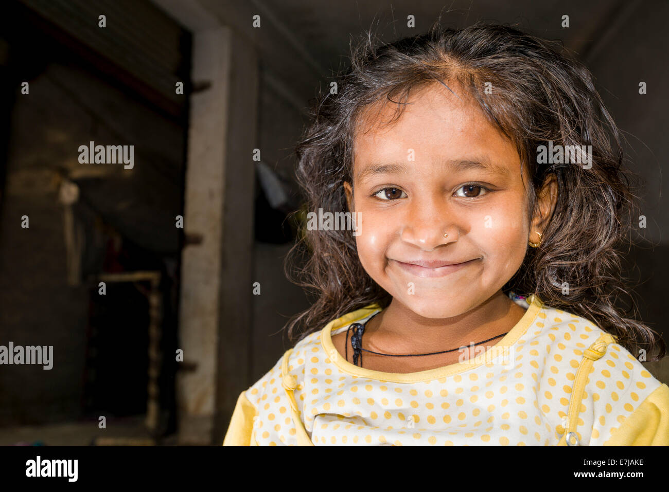 Portrait of a smiling girl, Bhavnagar, Gujarat, India Stock Photo