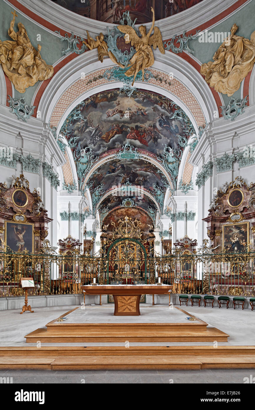 Interior, chancel of the baroque Catholic Cathedral of St. Gallen, St. Gallen, Canton of St. Gallen, Switzerland Stock Photo