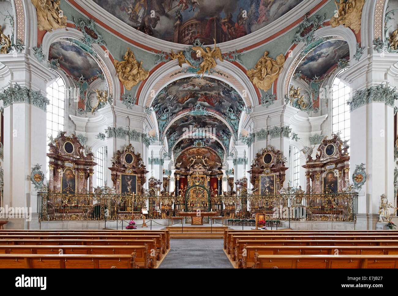 Interior, chancel of the baroque Catholic Cathedral of St. Gallen, St. Gallen, Canton of St. Gallen, Switzerland Stock Photo