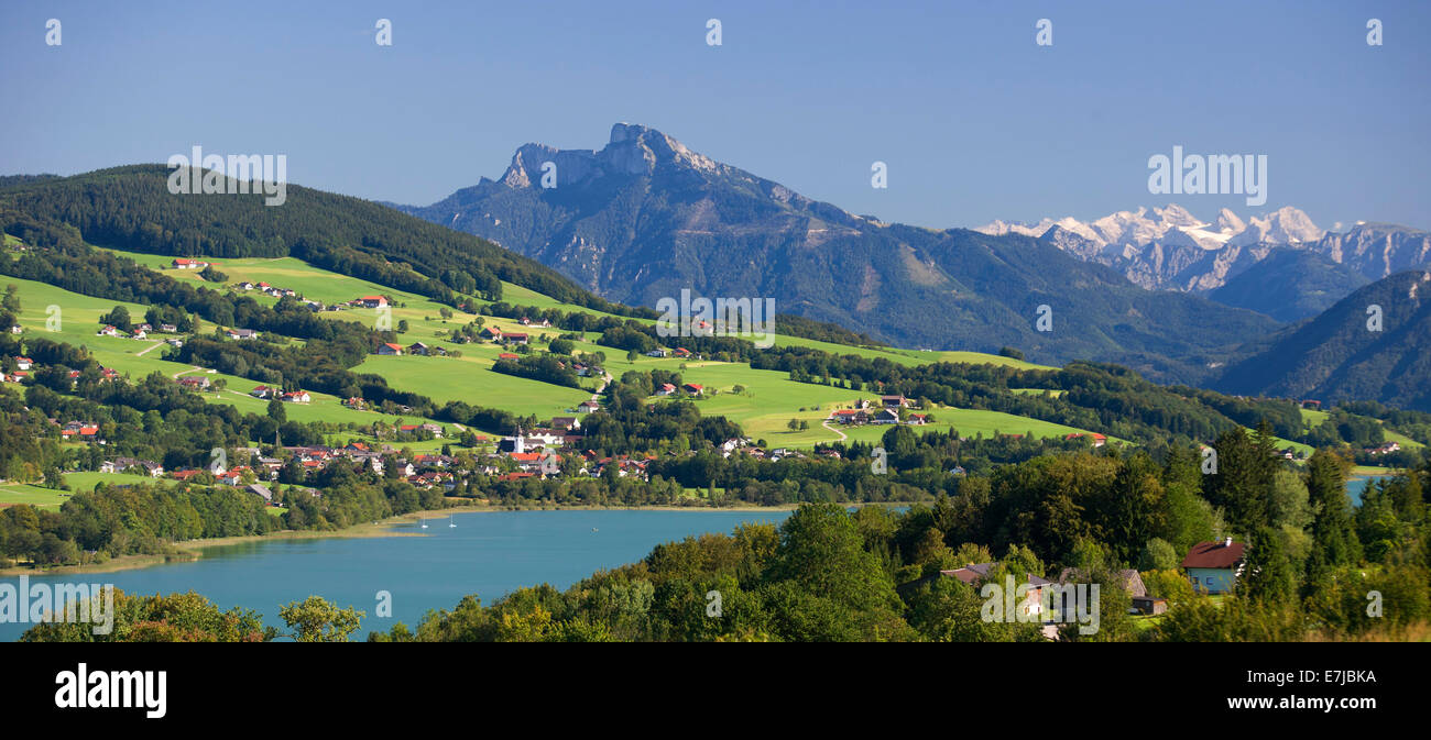 Schafberg Mountain, Dachstein Mountains, Mondsee lake, Zell am Moos, Salzkammergut, Austria Stock Photo