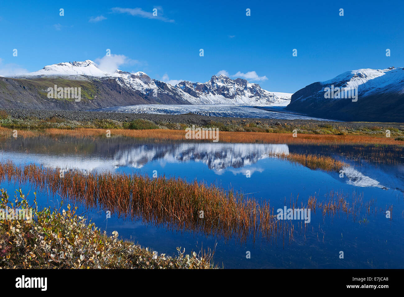 Glacier, Iceland, lake, Skaftafell, reflections, Europe, holidays, travel, nature, Stock Photo