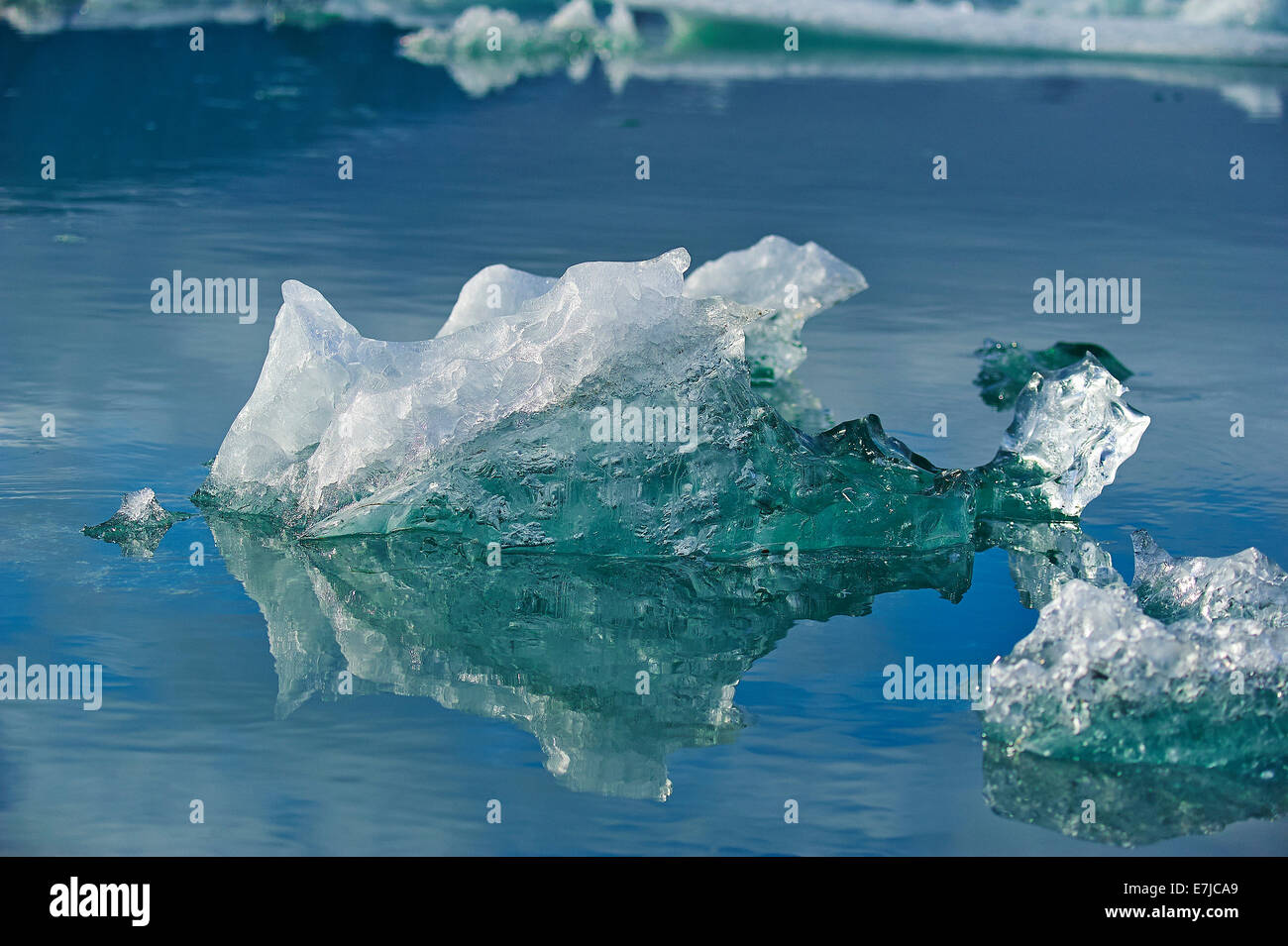 Ice, glacier, Iceland, Jökulsarlon, lake, reflections, Europe, holidays, travel, detail, Stock Photo