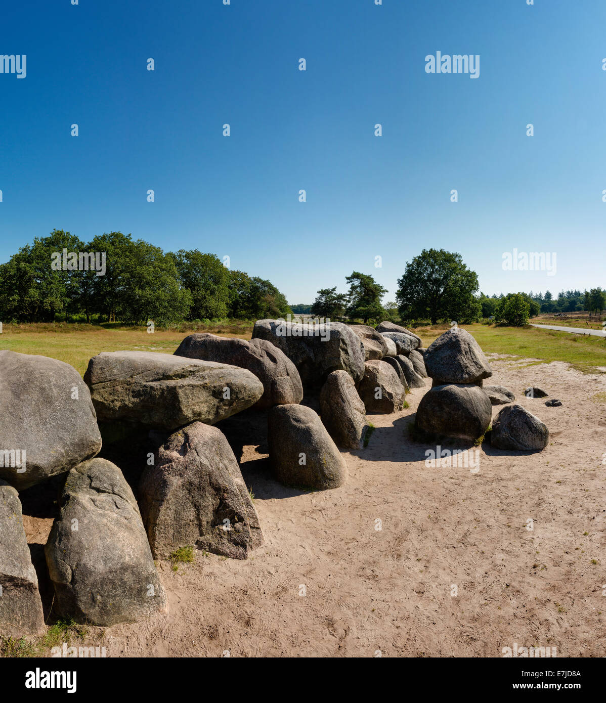 Holland, Europe, Koog aan de Zaan, Havelte, Drenthe, Netherlands, landscape, summer, Megalithic, tomb Stock Photo