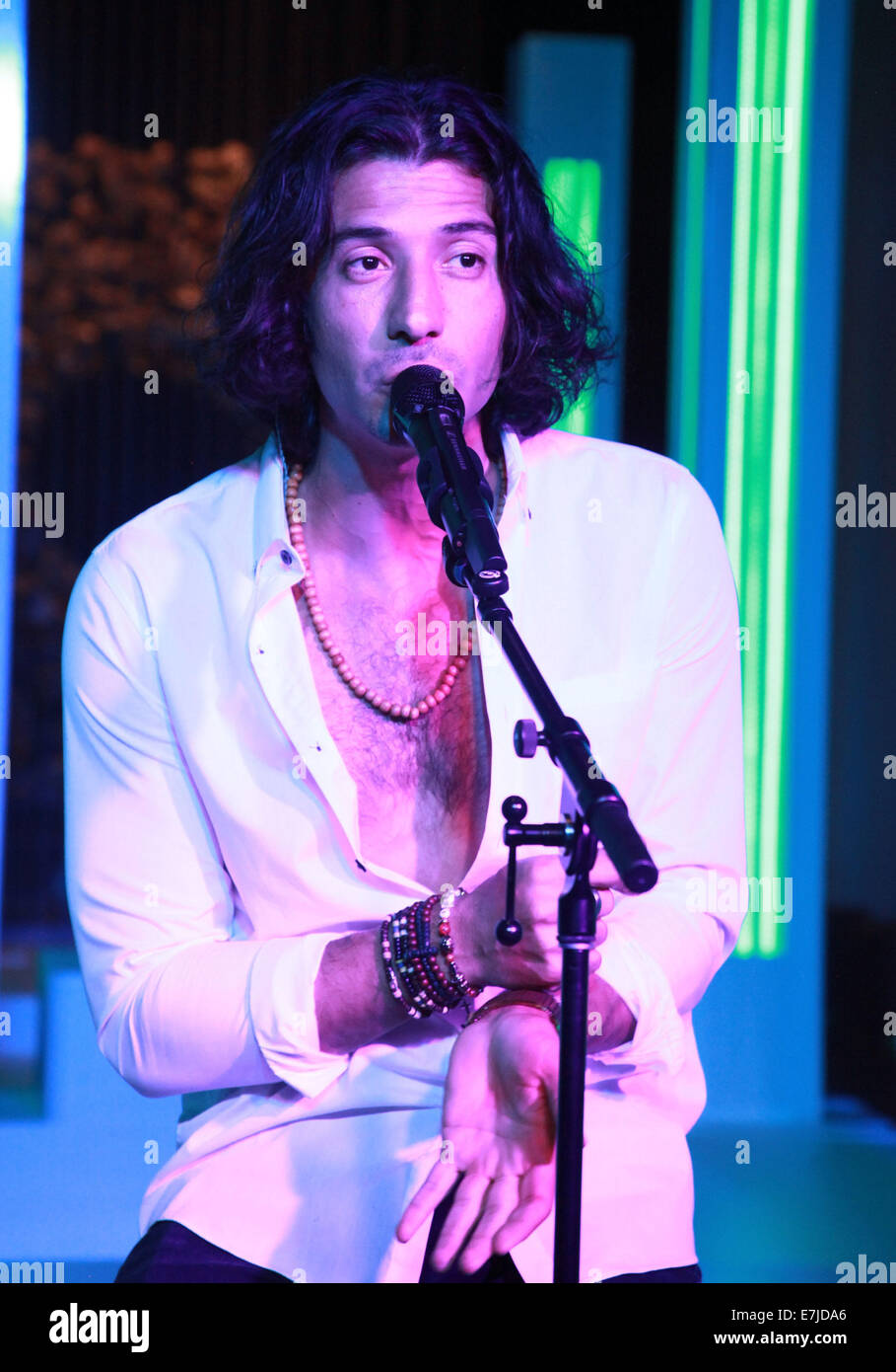 Las Vegas, Nevada, USA. 19th Sep, 2014. Musician Nasri Atweh (singer/guitarist)of  the band MAGIC performs during the grand opening of Delano Las Vegas Hotel  on September 18, 2014 in Las Vegas, Nevada