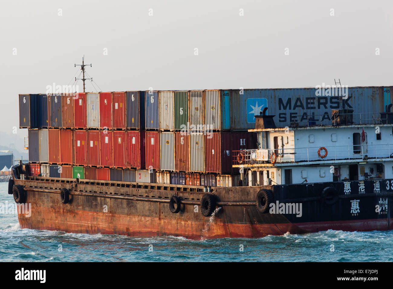 Asia, China, Hong Kong, Hongkong, Container Ship, Container Barge, Ship