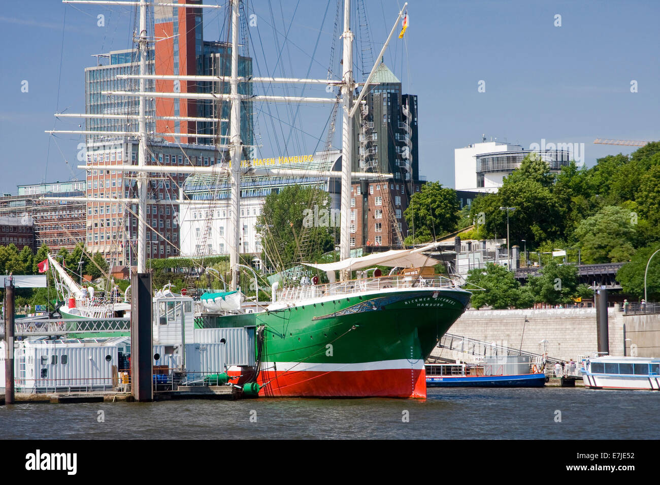 Architecture, outside, boat, boats, FRG, federal republic, German, Germany, European, water, harbour, port, Hamburg, Hanseatic t Stock Photo
