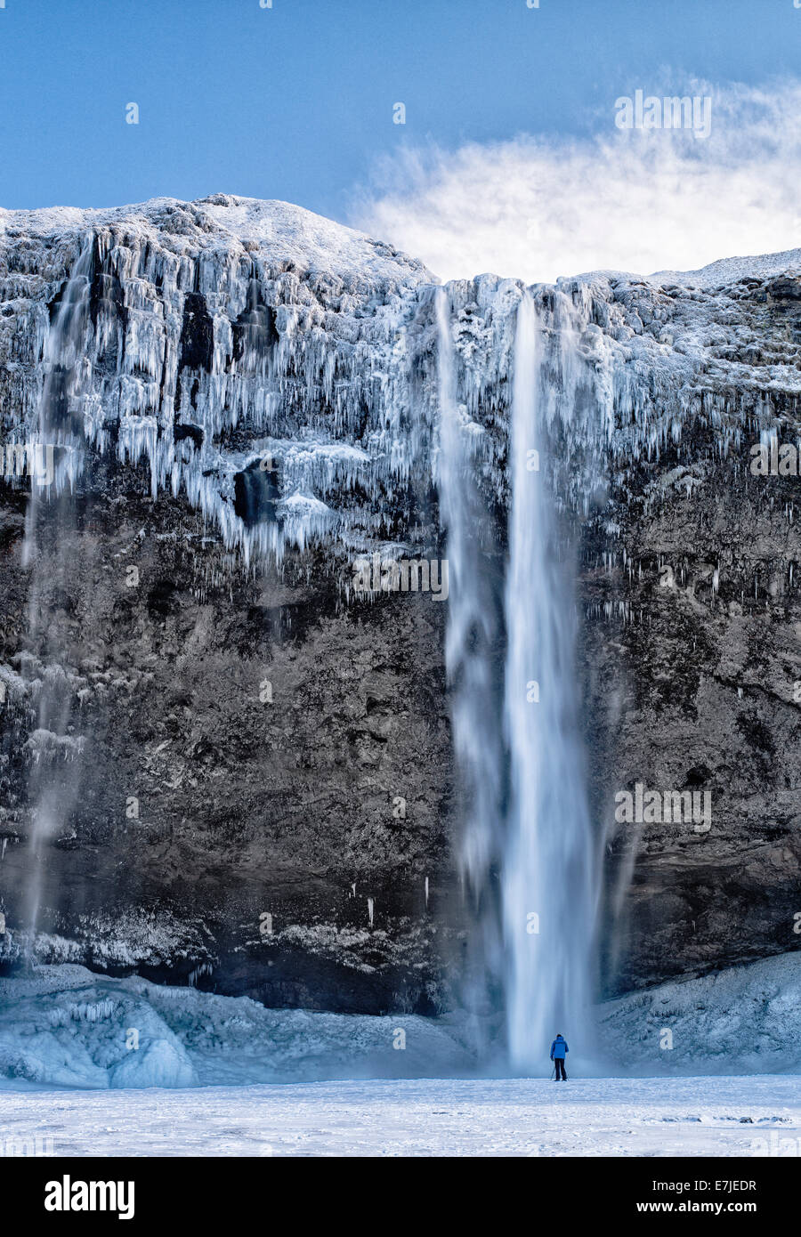 Ice, river, flow, island, Iceland, Europe, Northern Europe, Porsmörk, snow, Thorsmörk, Touristical, waterfall, winter, winter sc Stock Photo