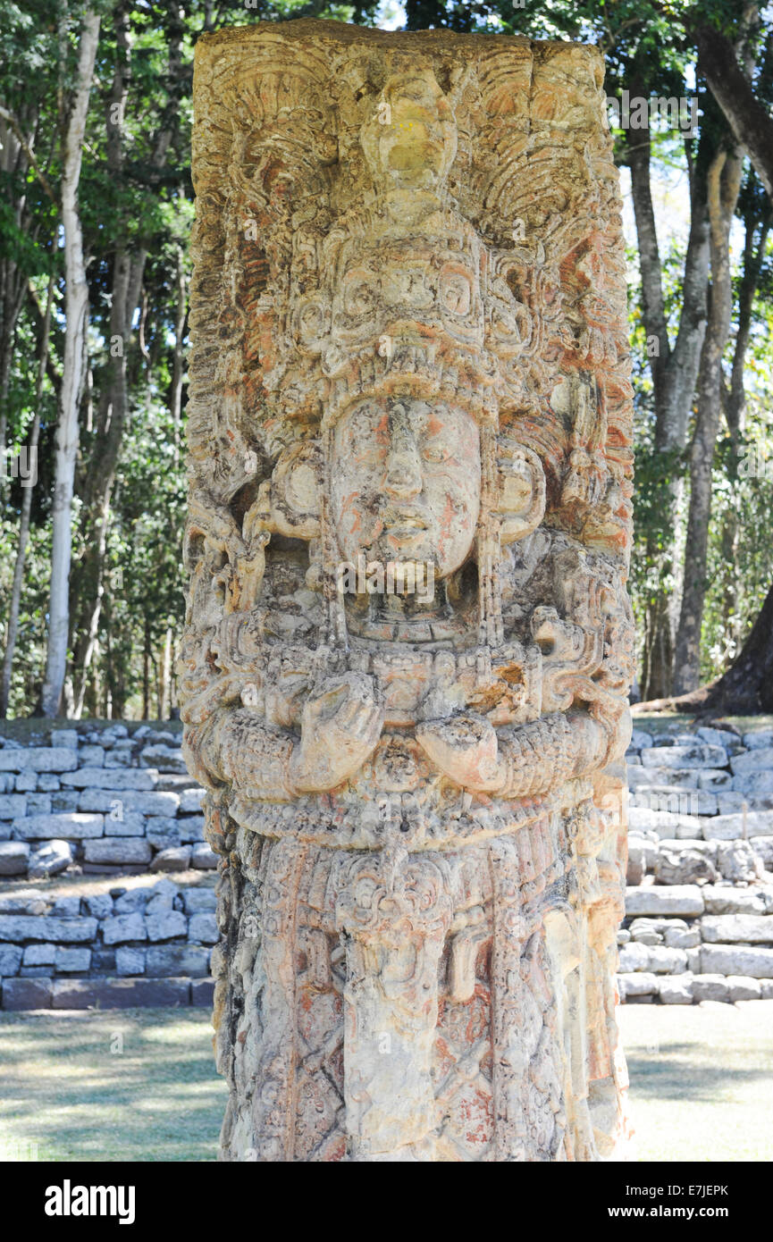 Central America, Americas, ancient, archaeology, architecture, building, built, carved, copan, culture, exterior, gods, gran pla Stock Photo