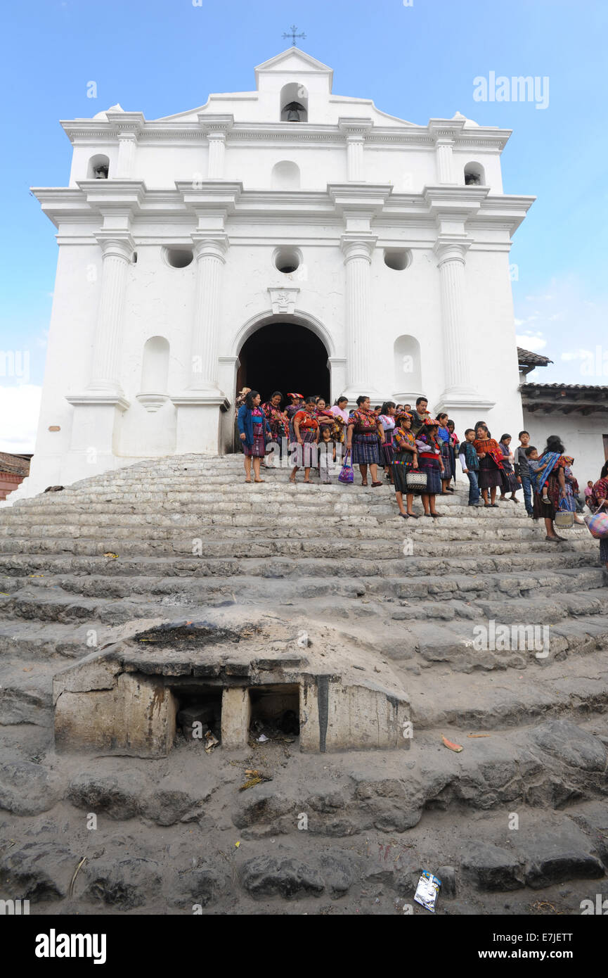 Chichicastenango, Guatemala, Central America, church, colonial, Indian, Maya, procession, saint Tomas Stock Photo