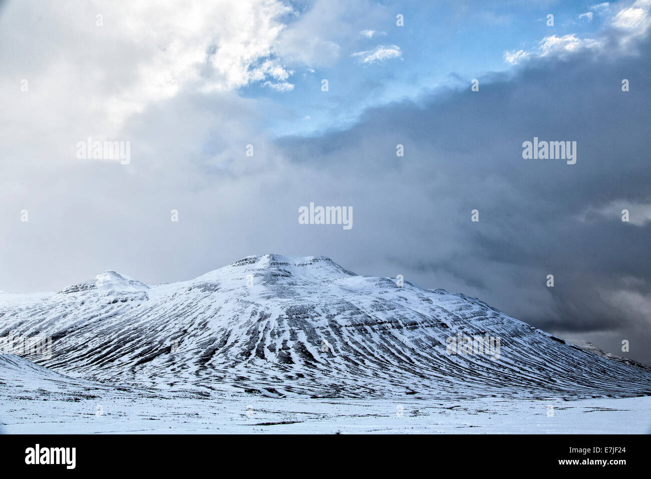 Akureyri, autumn, mood, Iceland, Europe, scenery, landscape, Oexnadalsheidi, Oexnadalur, snow, mood, Varmahlid, mountain, winter Stock Photo