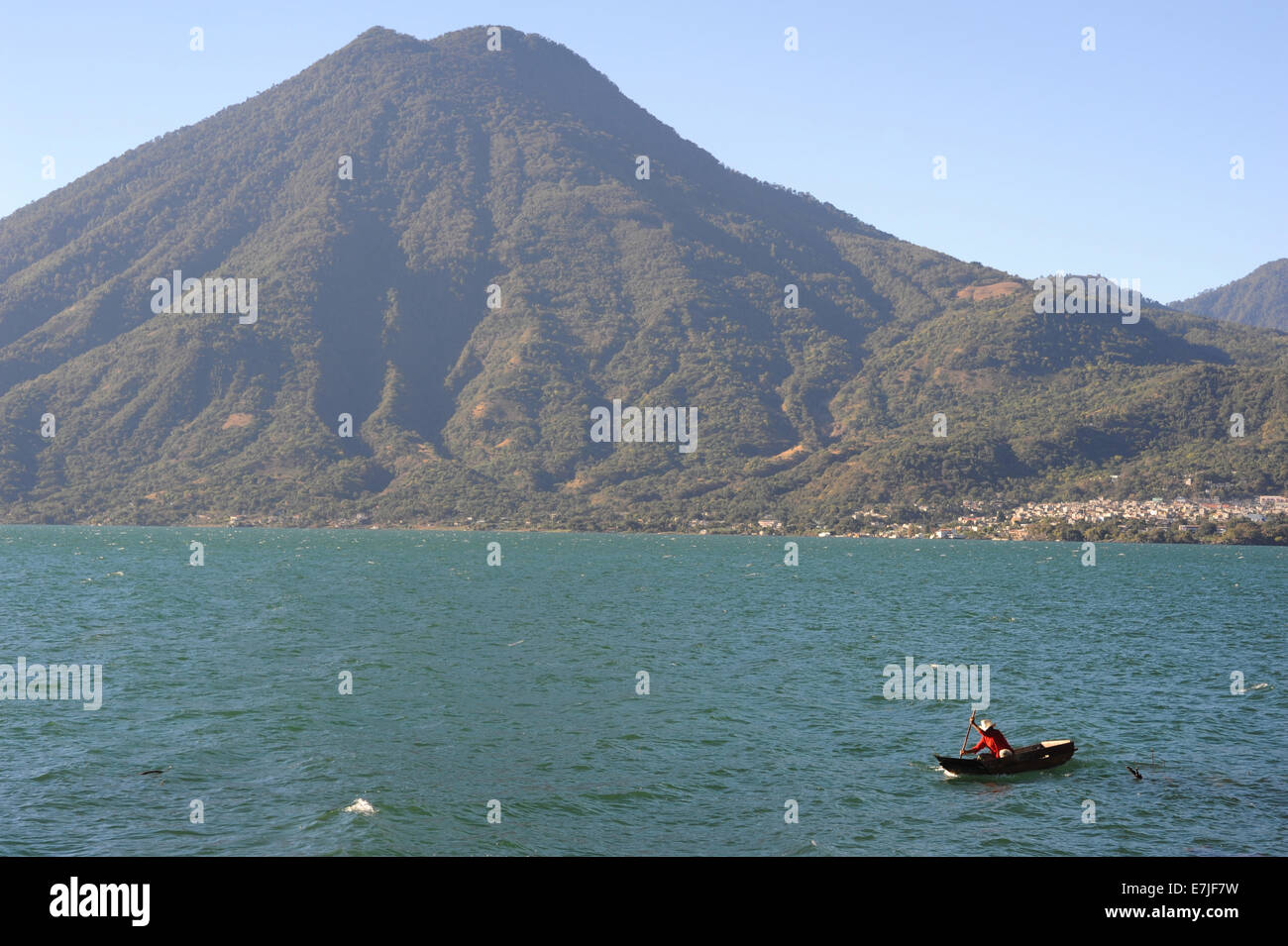 Guatemala, Central America, San Pedro, America, Atitlan, boat, central, highlands, lake, nature, scenic, volcano, volcanic, fish Stock Photo