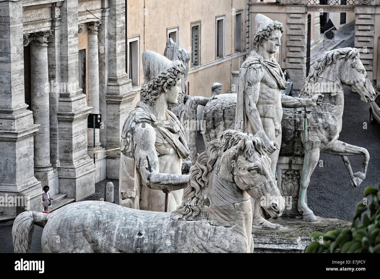 Antiquity, Campitoglio, capital, Italy, Europe, Capitol, Kapitolinische museums, Marc Aurel, museum, Piazza, rider statue, Rome, Stock Photo