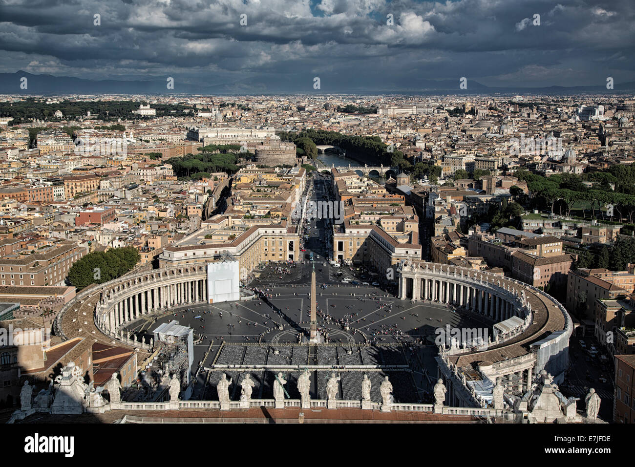 View, basilica, Conciliazione, cathedral, dome, capital, Italy, Europe, dome, Saint Peter, cathedral, Piazza, Vatican Stock Photo