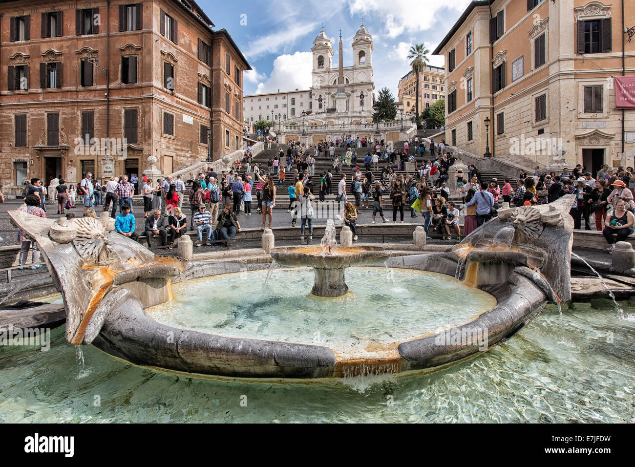 Italy, Europe, Rome, Piazza di Spagna, Spanish steps, Trinita dei Monti, tourists Stock Photo