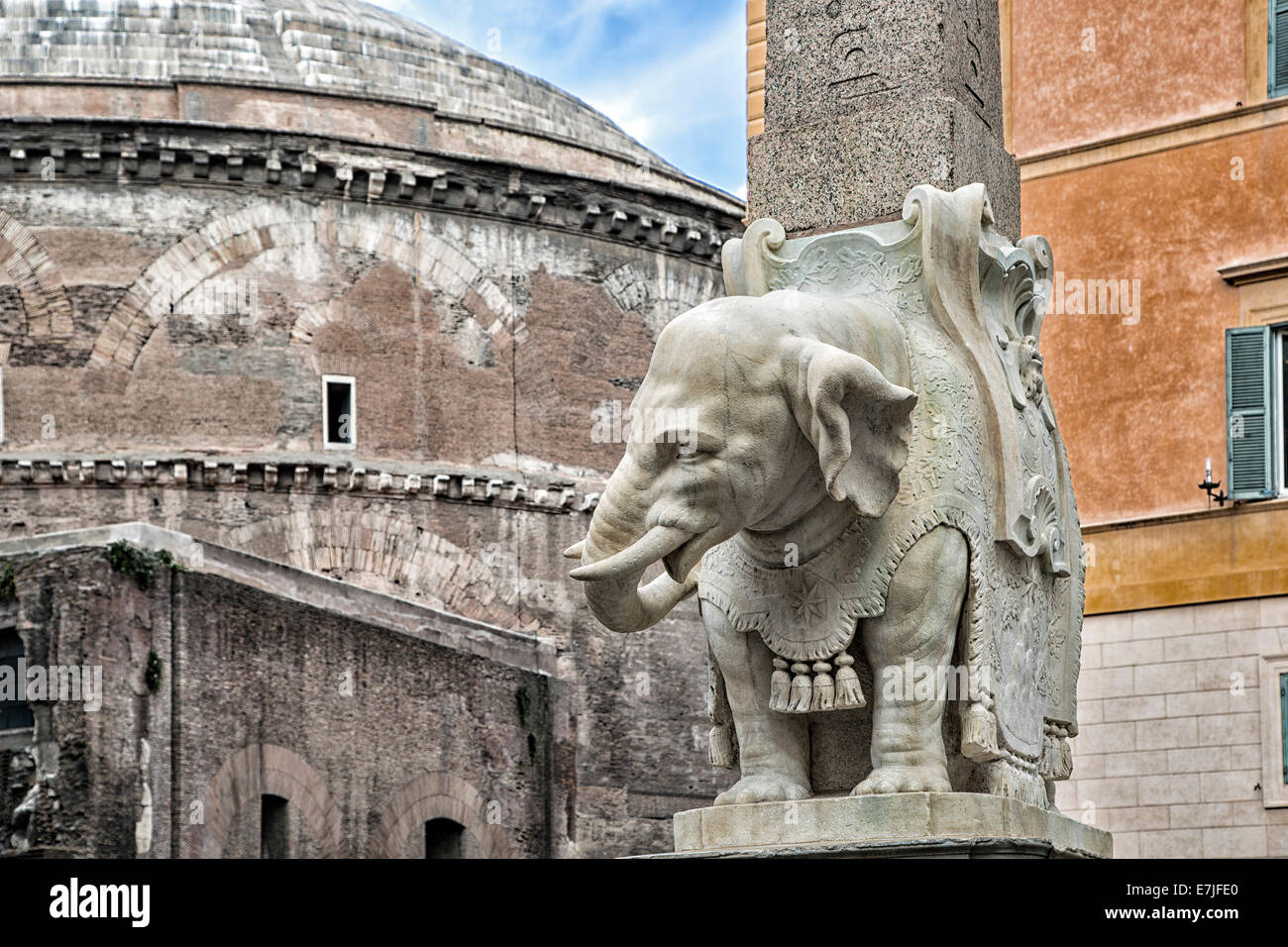 Bernini, elephant, capital, Italy, Europe, Minerva, obelisk, Piazza, Rome Stock Photo