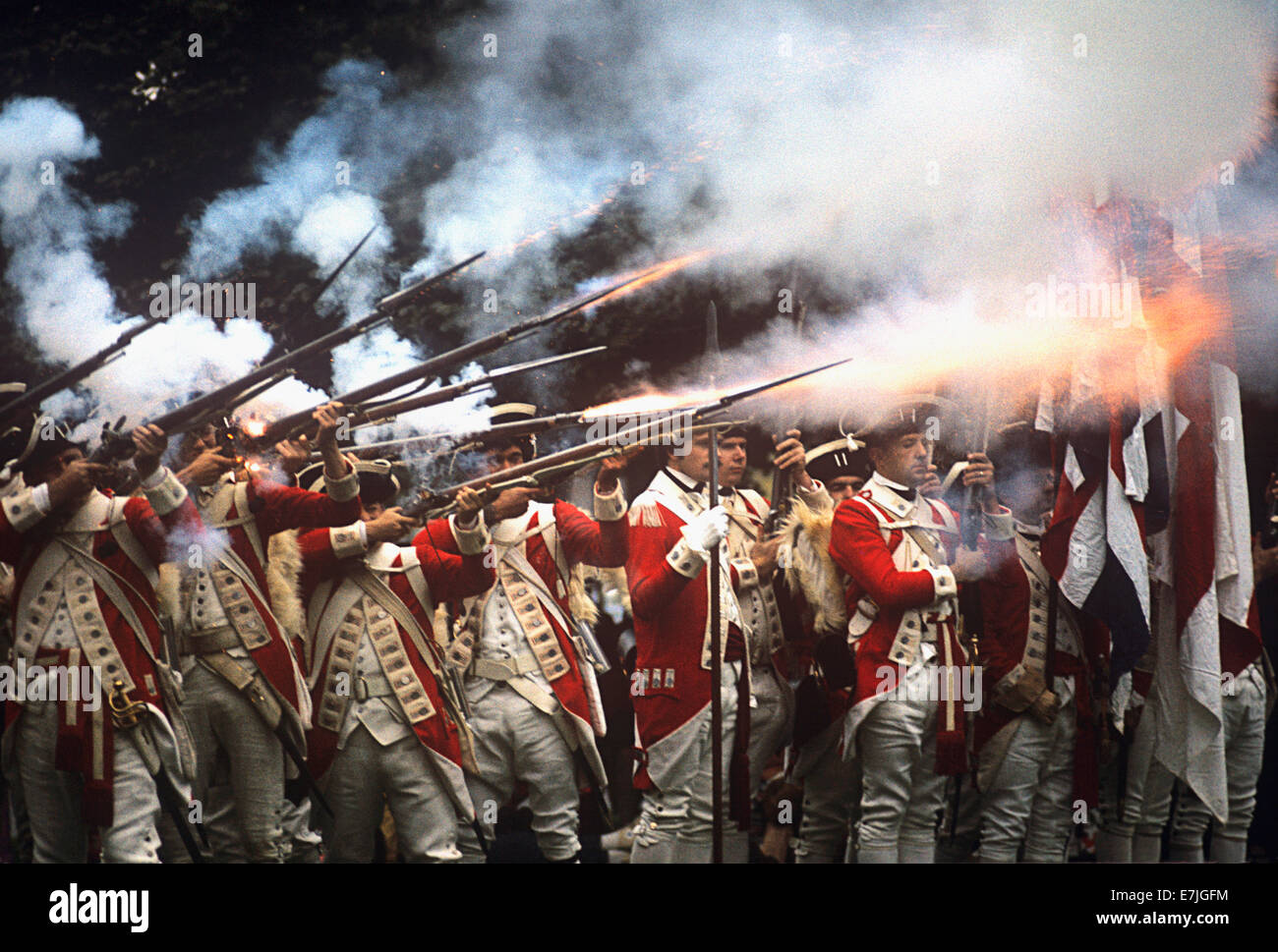 Battle of Trenton following Washington Crossing the Delaware, Revolutionary War Re-enactment, Trenton, New Jersey Stock Photo