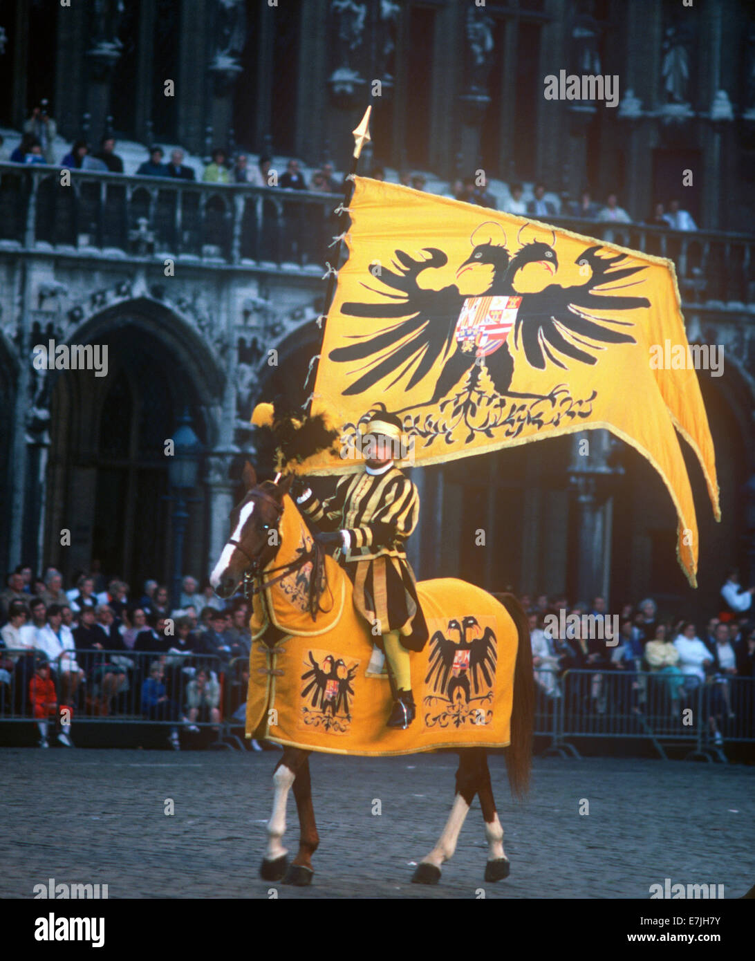 Horse & Rider, Ommegang, medieval, Brussels, Belgium Stock Photo