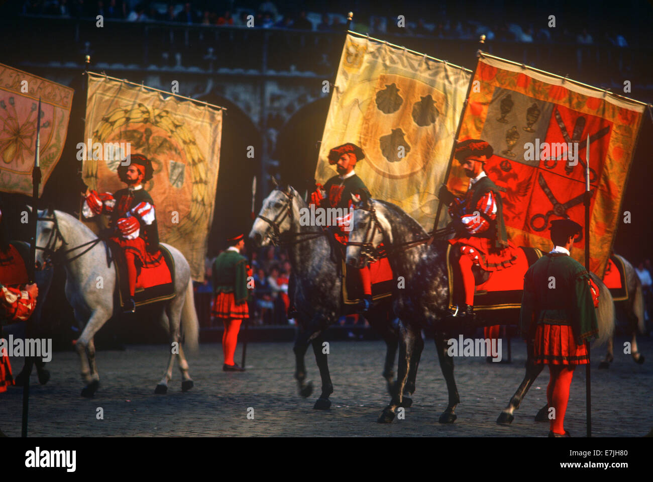 Medieval Horse & Rider, Ommegang, medieval, Brussels, Belgium Stock