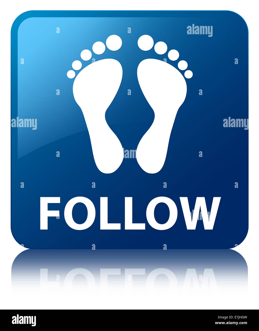 Follow blue square button Stock Photo Alamy