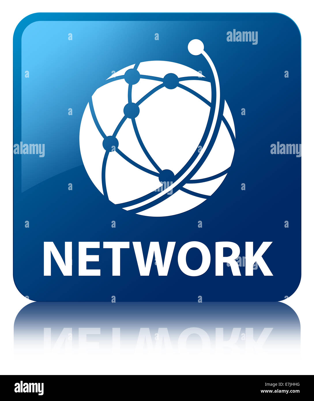 Network (global network icon) blue square button Stock Photo Alamy