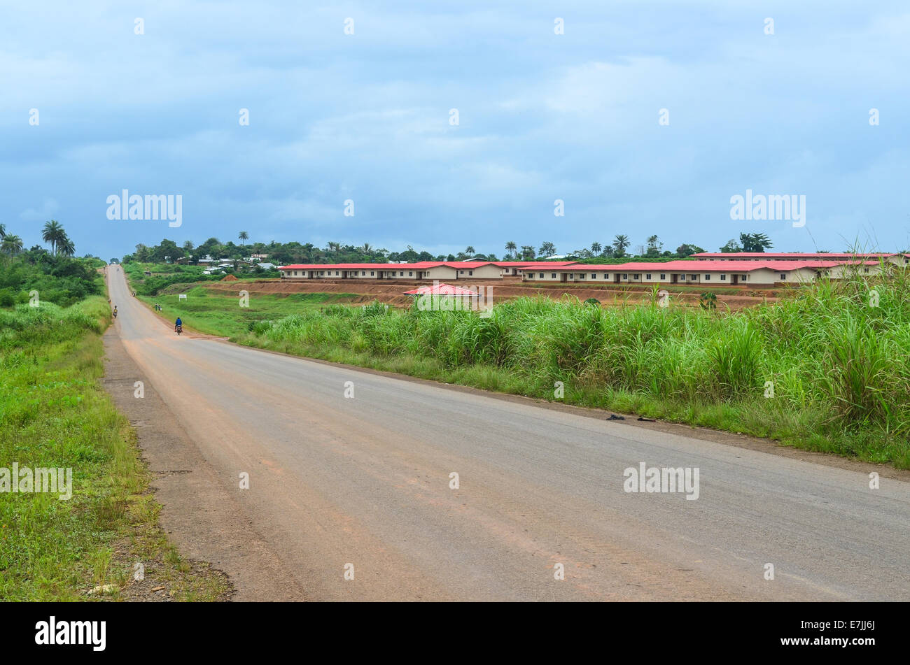 Offices and workers compound of the Sime Darby (a major Malaysian multinational conglomerate) palm oil plantation in Liberia Stock Photo