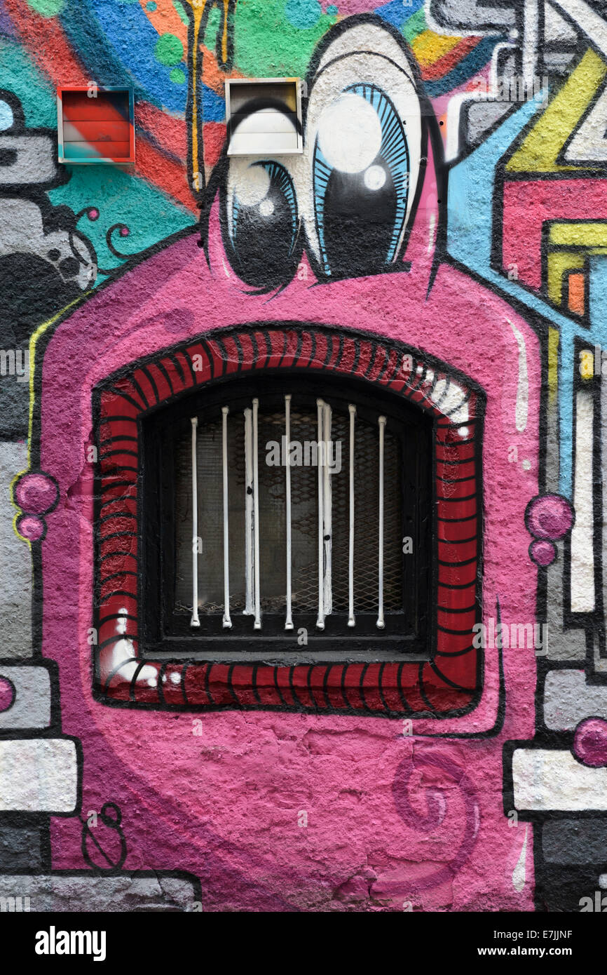 A colourful mural on a wall in Cork, Ireland. Stock Photo