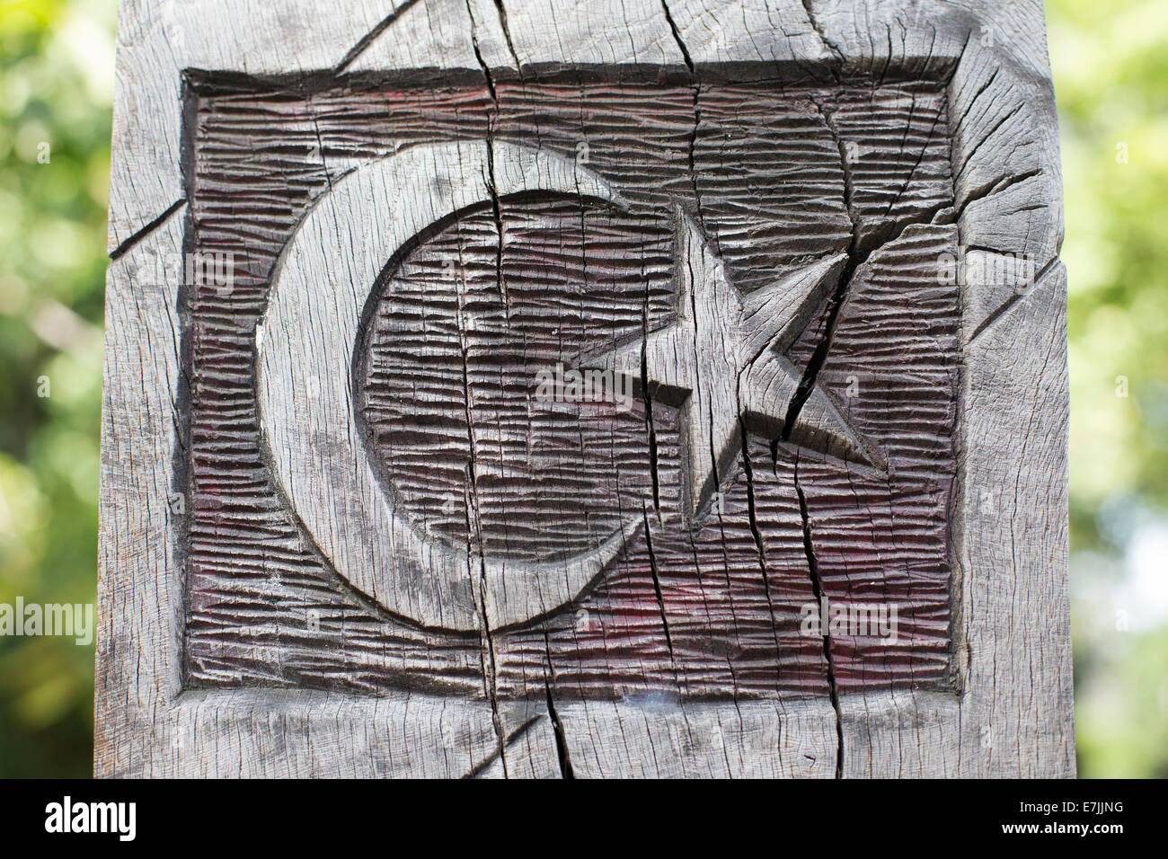 Wooden Turkish Flag Stock Photo