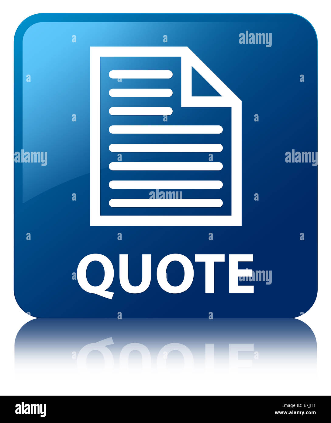 Quote (page icon) blue square button Stock Photo