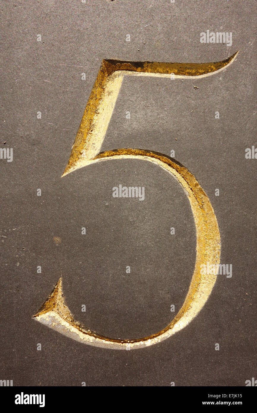 Gold Number Five Stock Photo