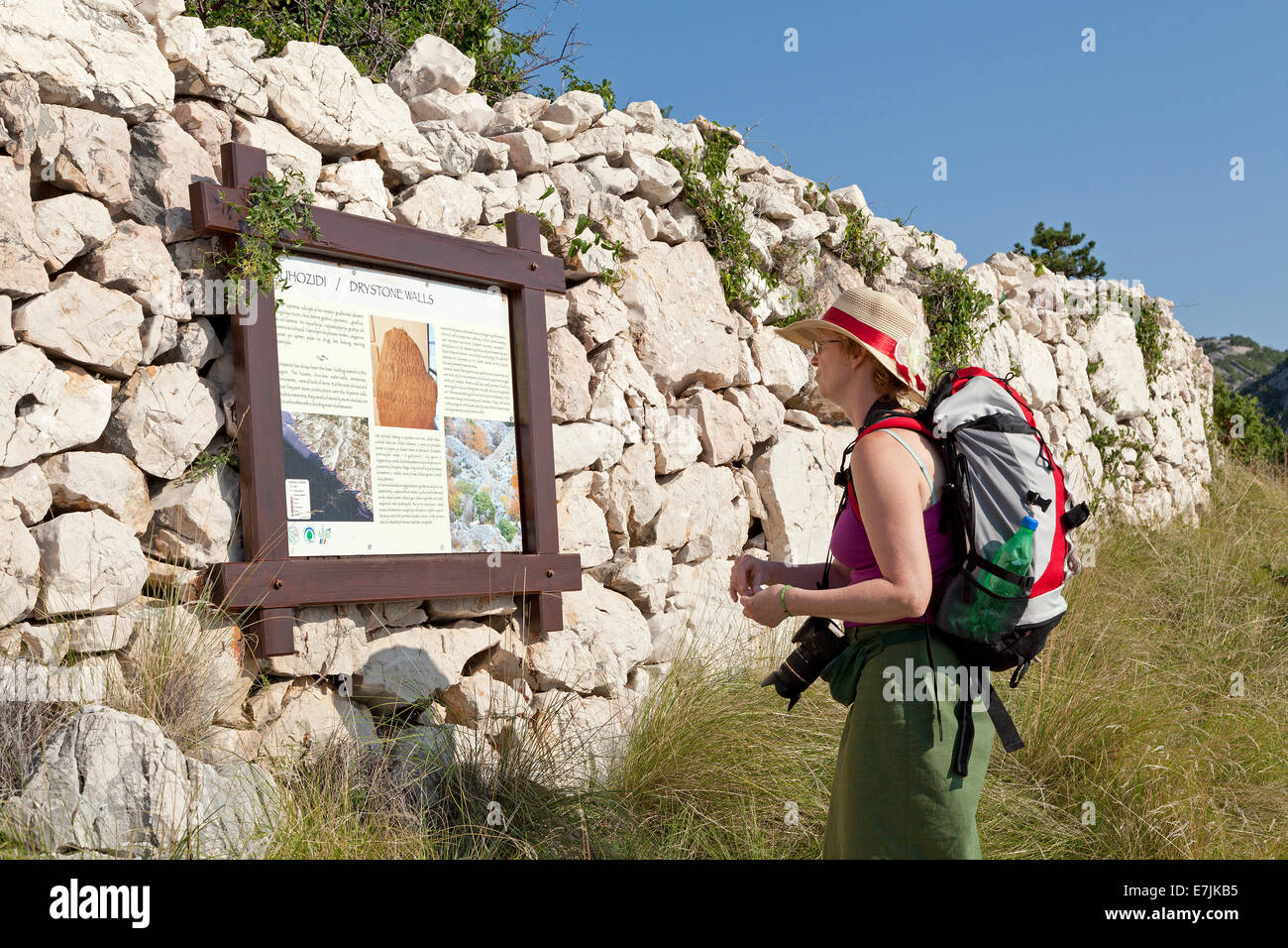 dry stone wall near Donja Klada, Kvarner Gulf, Craotia Stock Photo