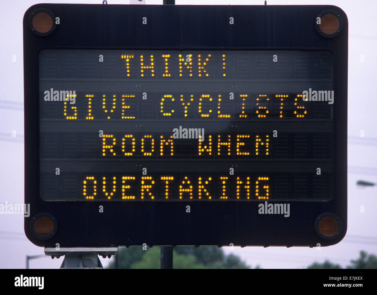 digital roadside sign by cycle route warning drivers to give cyclists more room when overtaking york united kingdom Stock Photo