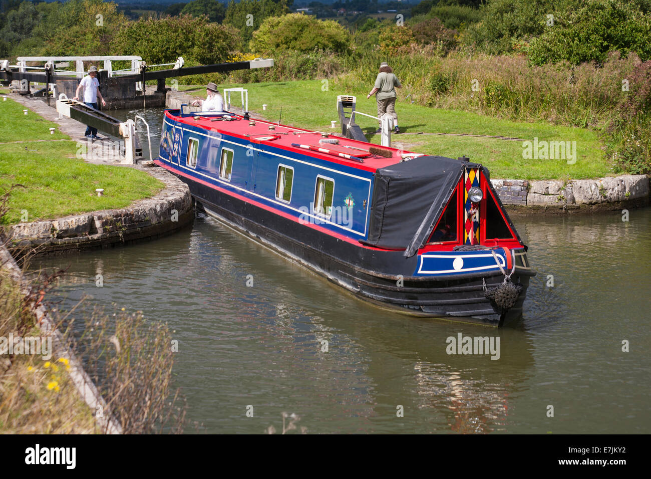 Narrow boats going through Caen Hill Locks on the and Avon Canal