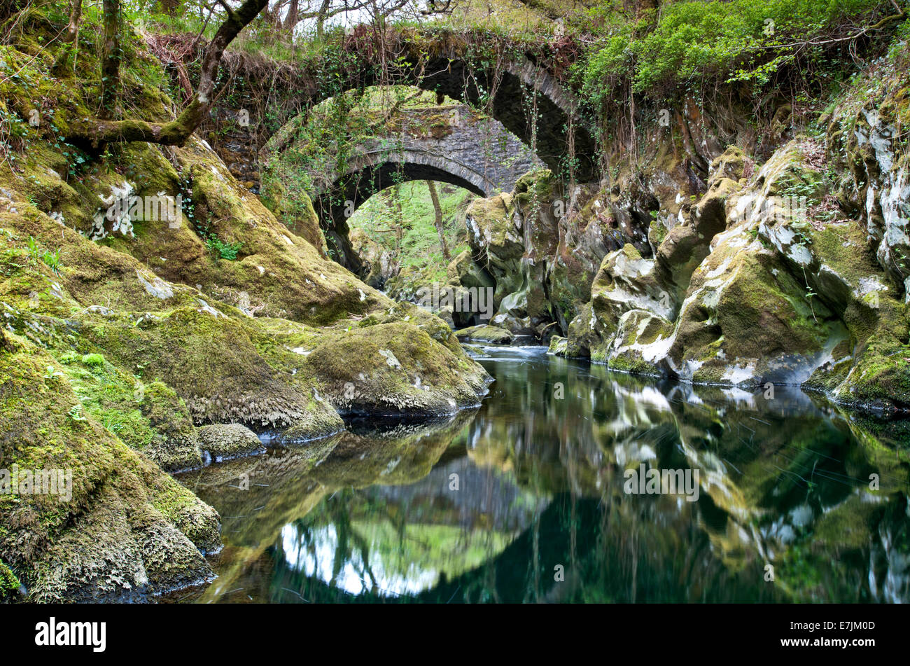 Roman Packhorse Bridge across the River Machno, Penmachno, North Wales