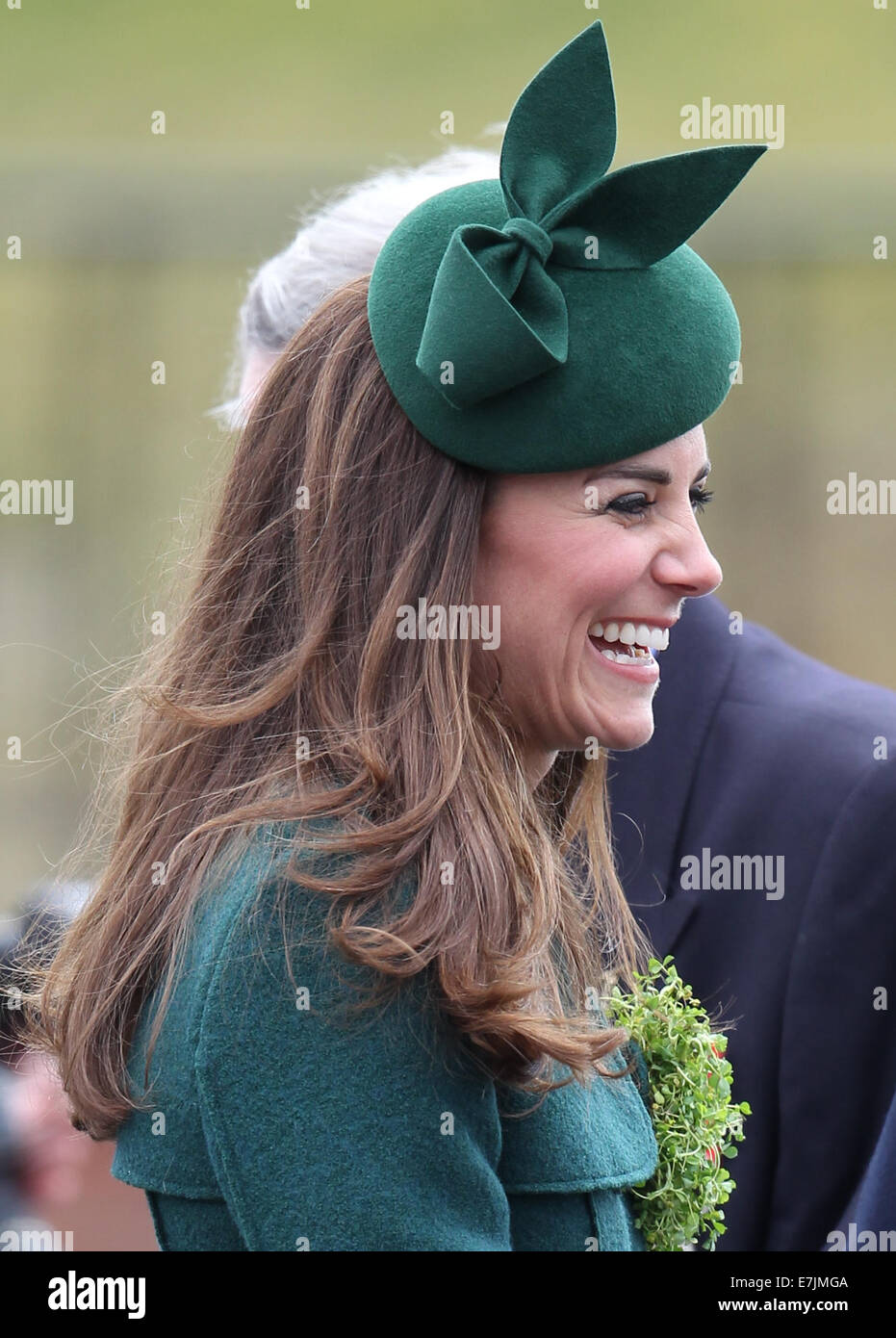 HRH The Duchess of Cambridge and Prince William presents shamrocks to the Irish Guards' at St Patricks Day Parade.  Featuring: Catherine,Duchess of Cambridge,Kate Middleton Where: Aldershot, United Kingdom When: 16 Mar 2014 Stock Photo