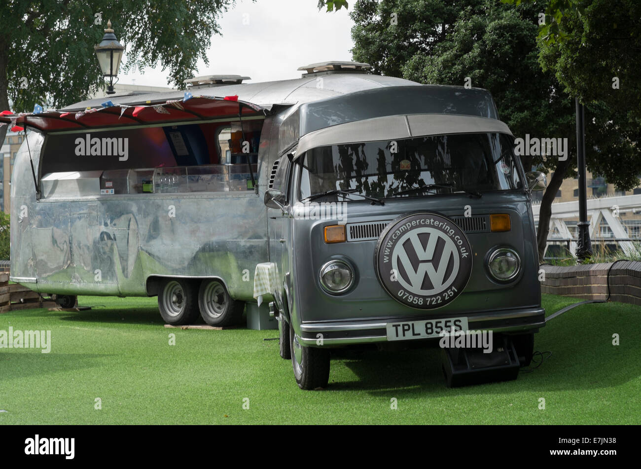 An American style Diner parked near Tower Bridge in London, United