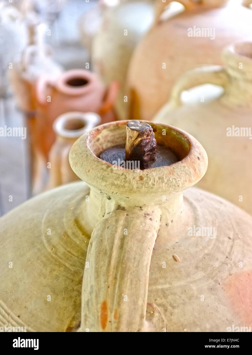 Earthenware jars in a museum Stock Photo Alamy