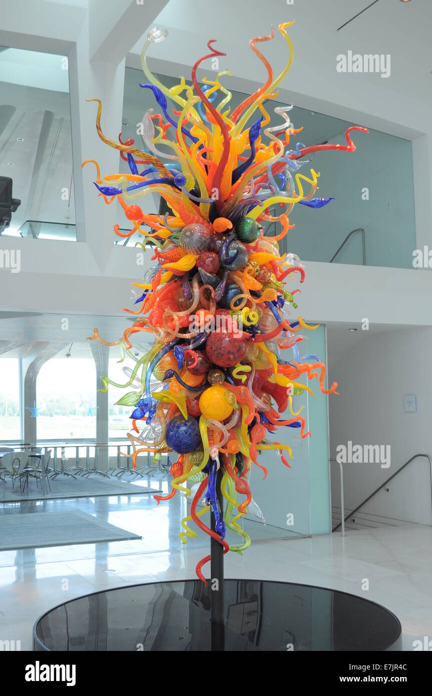 Blown glass art in lobby of Milwaukee Art Museum Stock Photo Alamy