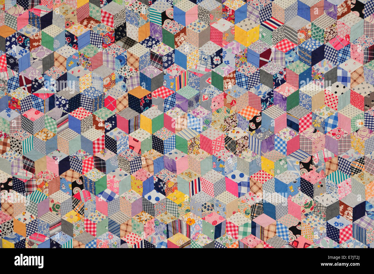Detail of patchwork quilts. Stock Photo