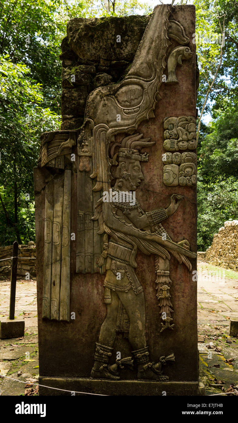Relief of U Pakal, the son of Ahkal Mo' Nahb'in Templo XIX, Palenque Ruins, Palenque, Chiapas, Mexico Stock Photo