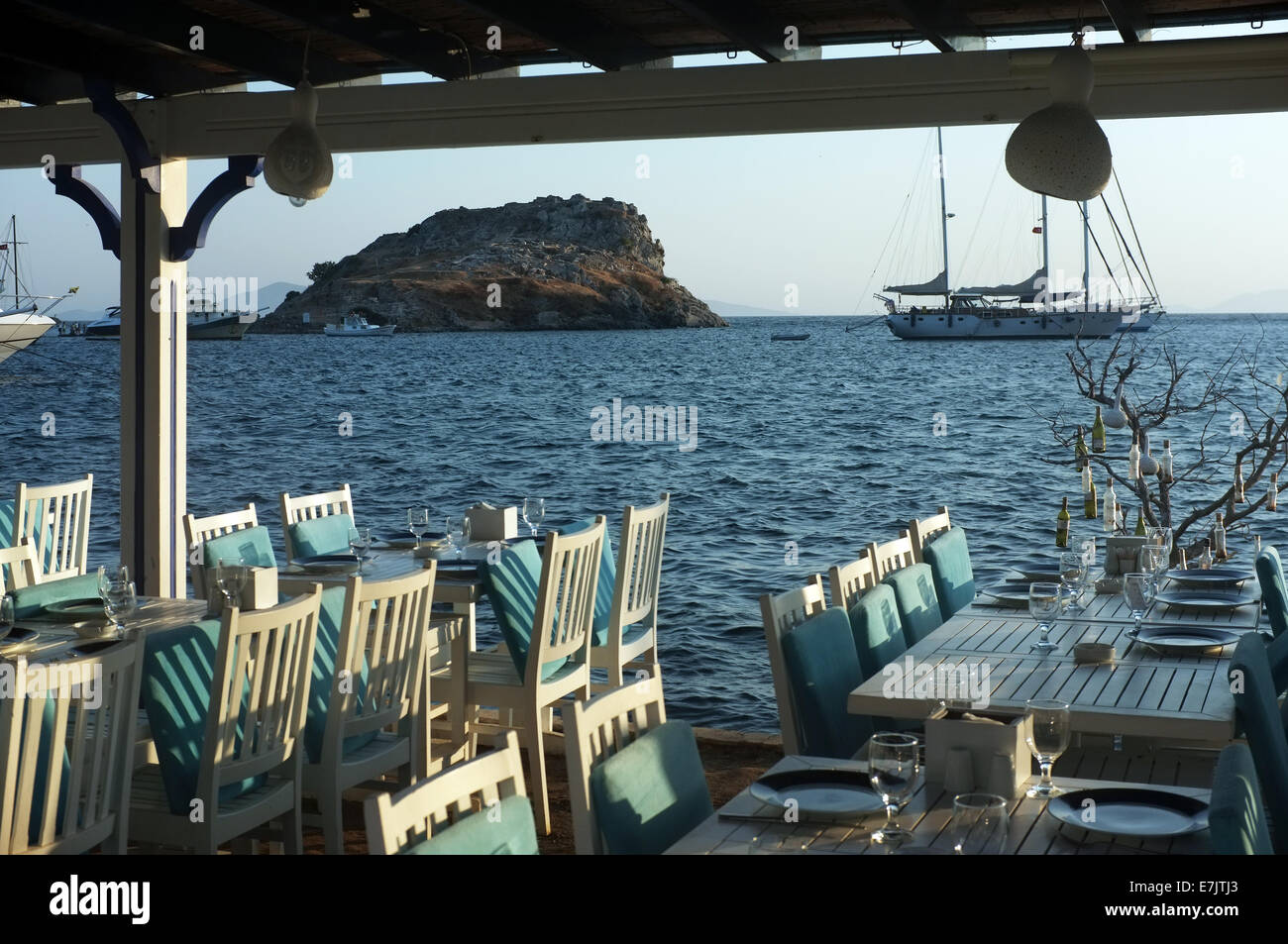 Seaside fish restaurant in Turkey Stock Photo