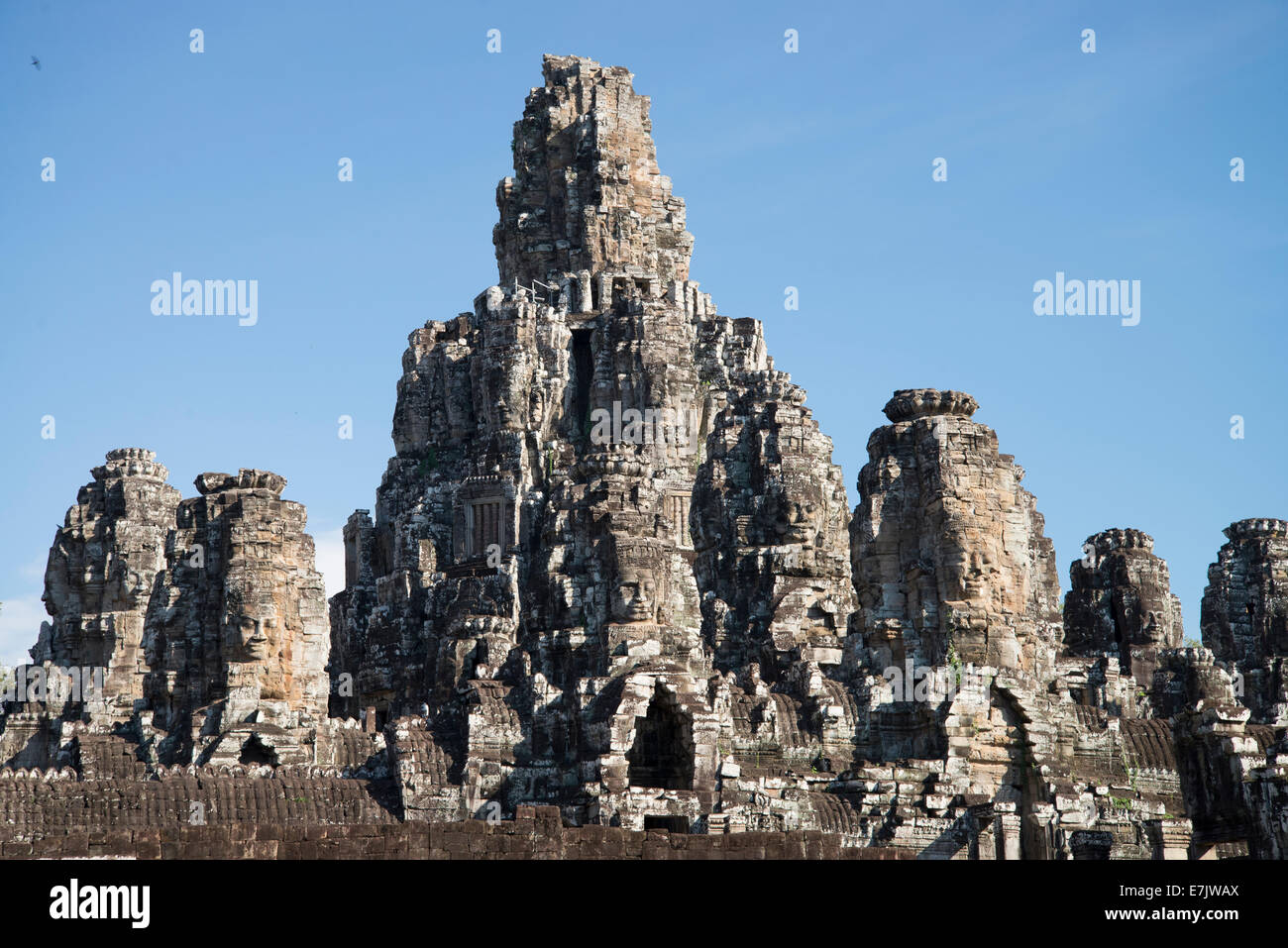 Many Faces of Bayon in Siem Reap, Cambodia Stock Photo